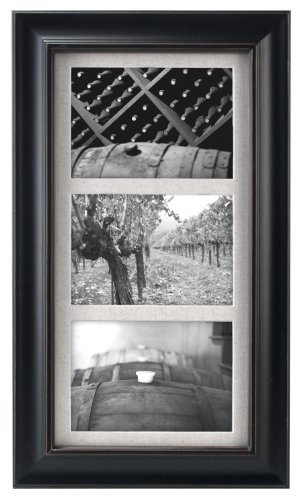 Malden International Designs Barnside Textured Mat 3-Opening Picture Frame, Holds 5 by 7-Inch Picture, Black by Malden International Designs