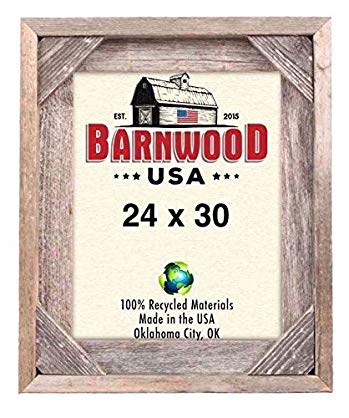 BarnwoodUSA | Rustic Signature Corner Block Picture Frame | 100% Up-Cycled Reclaimed Wood (24x30)