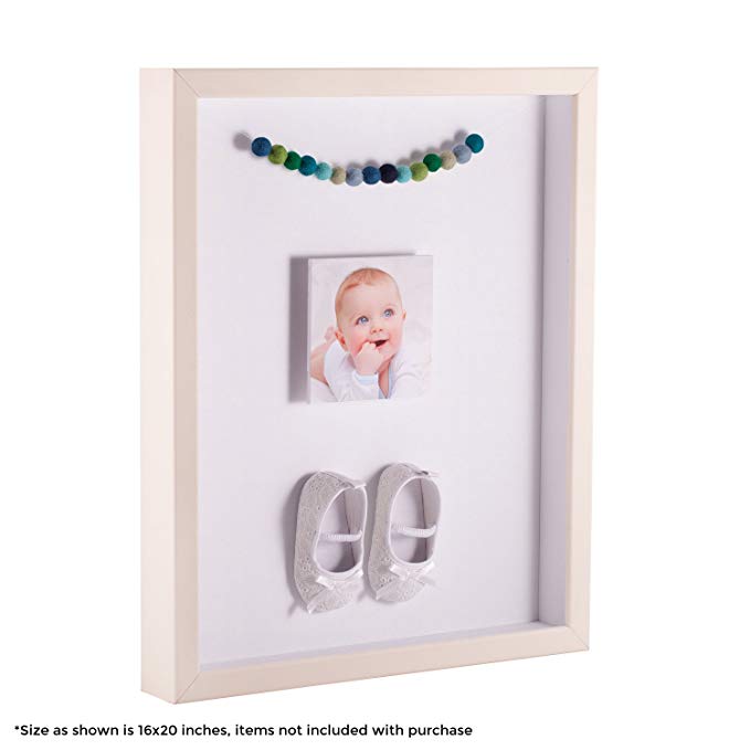 ArtToFrames 16 x 20 Inch Shadow Box Picture Frame, with a Off White 1'' Shadowbox frame and Super White Mat