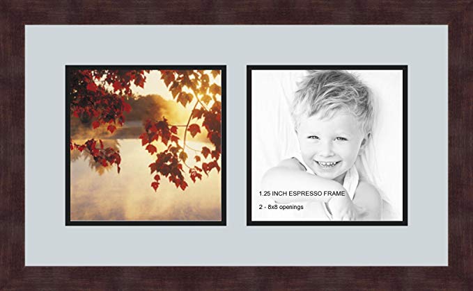 Art to Frames Double-Multimat-48-860/89-FRBW26061 Collage Frame Photo Mat Double Mat with 2 - 8x8 Openings and Espresso frame