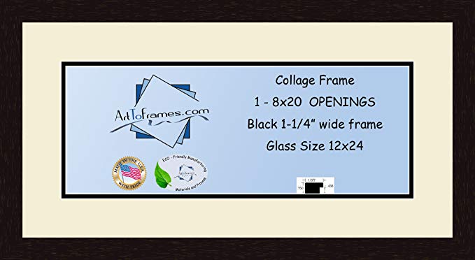 Art to Frames Double-Multimat-740-128/89-FRBW26061 Collage Frame Photo Mat Double Mat with 1-8x20 Openings and Espresso frame