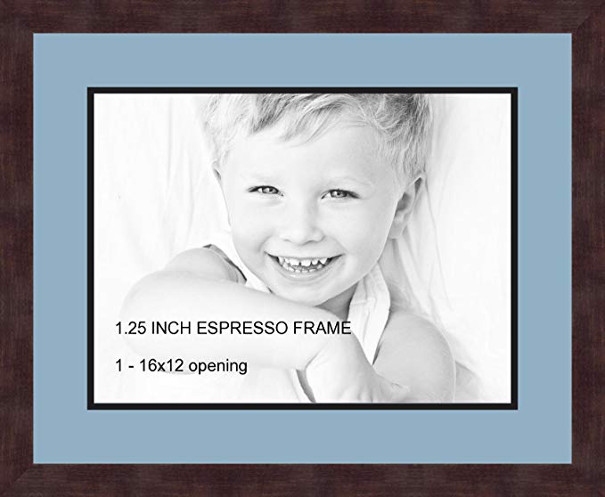 Art to Frames Double-Multimat-728-716/89-FRBW26061 Collage Frame Photo Mat Double Mat with 1 - 12x16 Openings and Espresso frame