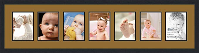 ArtToFrames Collage Photo Frame Double Mat with 7 - 6x8 Openings and Satin Black Frame