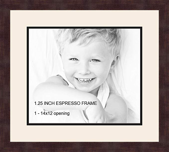 Art to Frames Double-Multimat-741-824/89-FRBW26061 Collage Frame Photo Mat Double Mat with 1 - 12x14 Openings and Espresso frame
