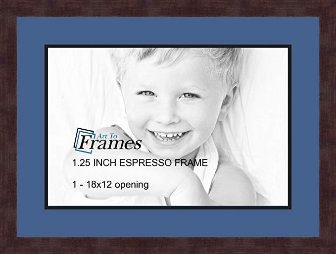 Art to Frames Double-Multimat-729-836/89-FRBW26061 Collage Frame Photo Mat Double Mat with 1 - 12x18 Openings and Espresso frame