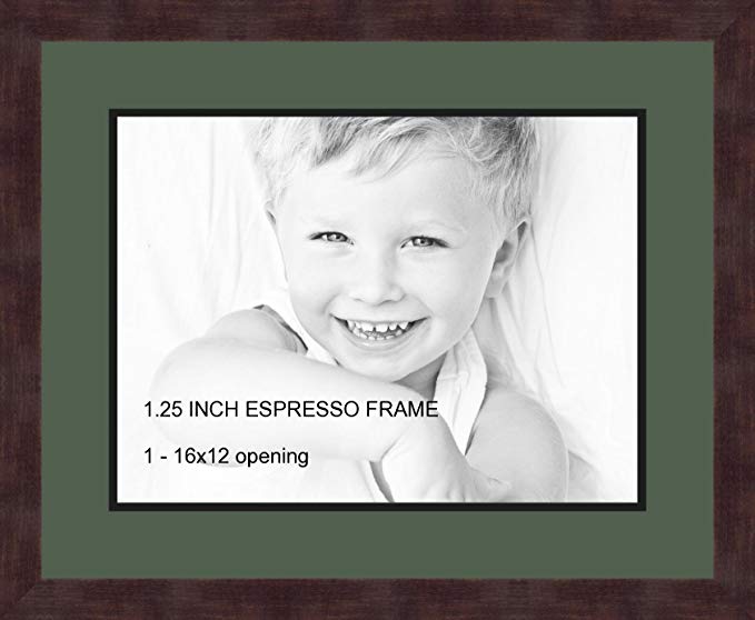 Art to Frames Double-Multimat-728-868/89-FRBW26061 Collage Frame Photo Mat Double Mat with 1 - 12x16 Openings and Espresso frame