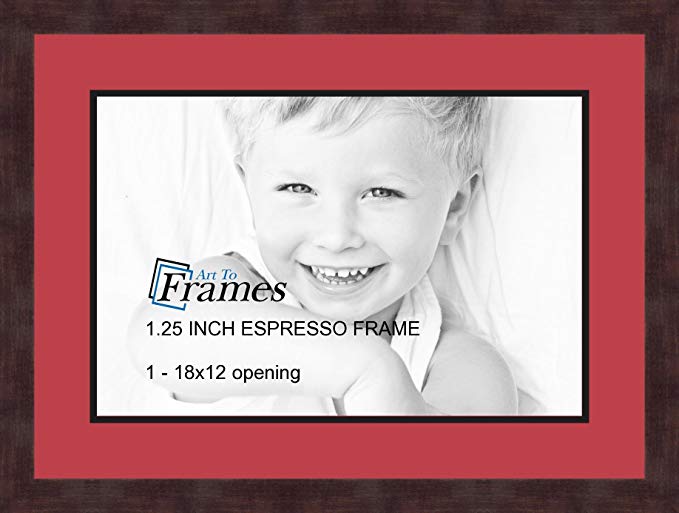 Art to Frames Double-Multimat-729-762/89-FRBW26061 Collage Frame Photo Mat Double Mat with 1 - 12x18 Openings and Espresso frame