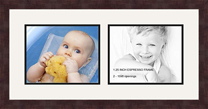 Art to Frames Double-Multimat-241-754/89-FRBW26061 Collage Frame Photo Mat Double Mat with 2-8x10 Openings and Espresso frame