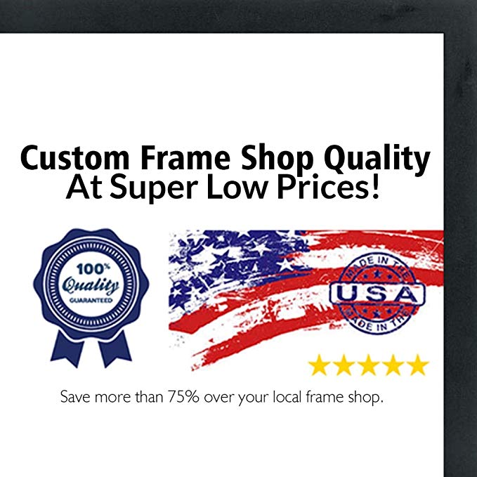 13x39 Contemporary Black Wood Picture Panoramic Frame - UV Acrylic, Foam Board Backing, Hanging Hardware Included!