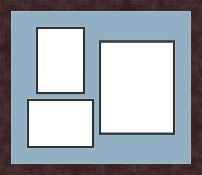 Art to Frames Double-Multimat-1127-716/89-FRBW26061 Collage Frame Photo Mat Double Mat with 2 - 5x7 and 1 - 8x10 Openings and Espresso frame