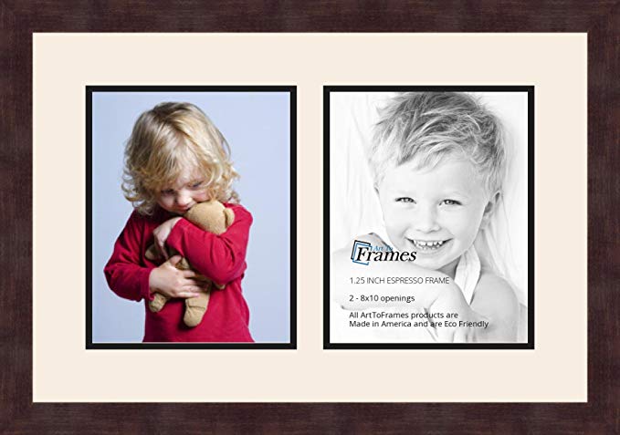 Art to Frames Double-Multimat-36-824/89-FRBW26061 Collage Frame Photo Mat Double Mat with 2 - 8x10 Openings and Espresso frame