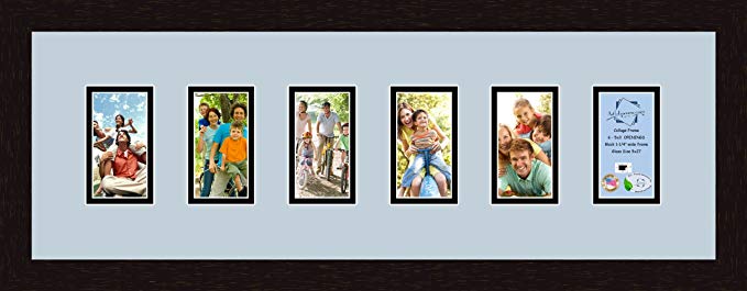 Art to Frames Double-Multimat-708-860/89-FRBW26061 Collage Frame Photo Mat Double Mat with 6 - 3x5 Openings and Espresso frame