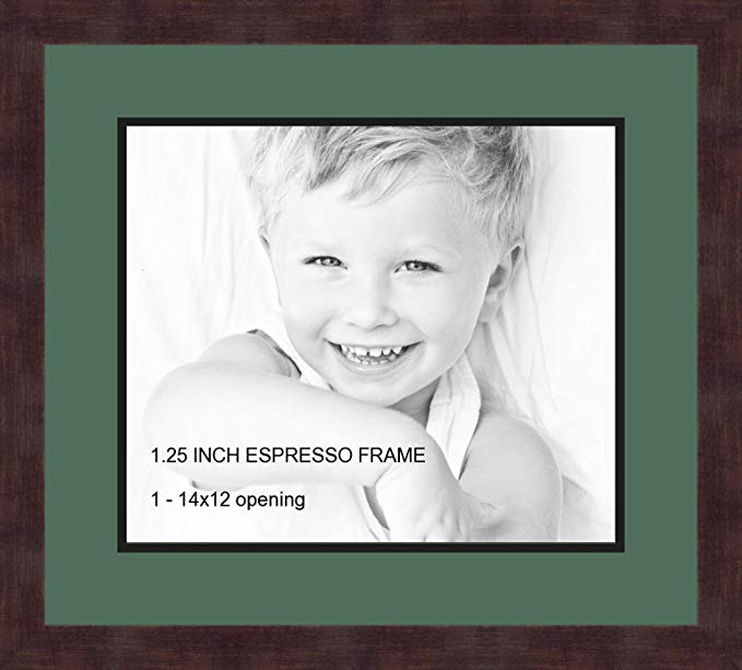 Art to Frames Double-Multimat-741-865/89-FRBW26061 Collage Frame Photo Mat Double Mat with 1 - 12x14 Openings and Espresso frame