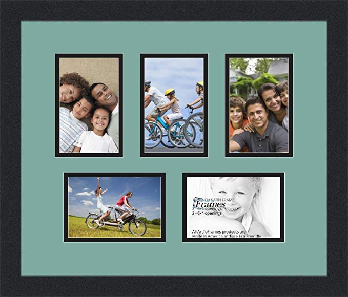 Art to Frames Double-Multimat-706-818/89-FRBW26079 Collage Photo Frame Double Mat with 5 - 4x6 Openings and Satin Black Frame