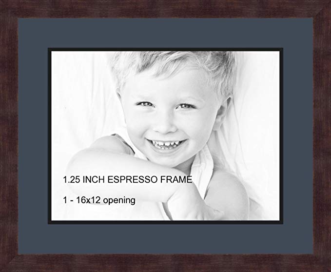 Art to Frames Double-Multimat-728-586/89-FRBW26061 Collage Frame Photo Mat Double Mat with 1-12x16 Openings and Espresso frame