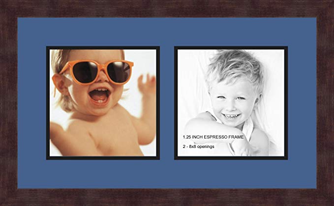 Art to Frames Double-Multimat-48-836/89-FRBW26061 Collage Frame Photo Mat Double Mat with 2-8x8 Openings and Espresso frame