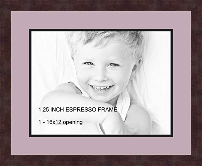 Art to Frames Double-Multimat-728-805/89-FRBW26061 Collage Frame Photo Mat Double Mat with 1 - 12x16 Openings and Espresso frame