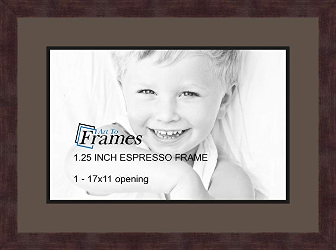 Art to Frames Double-Multimat-727-119/89-FRBW26061 Collage Frame Photo Mat Double Mat with 1 - 11x17 Openings and Espresso frame