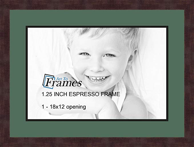 Art to Frames Double-Multimat-729-865/89-FRBW26061 Collage Frame Photo Mat Double Mat with 1 - 12x18 Openings and Espresso frame