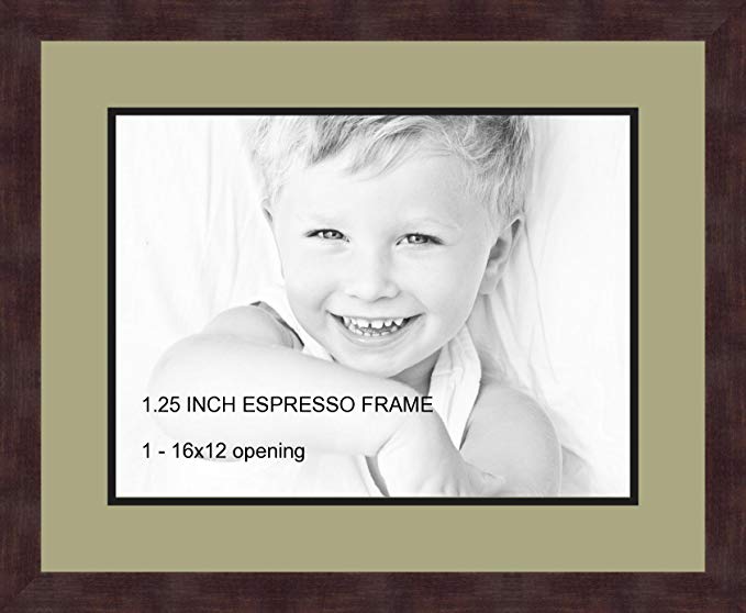 Art to Frames Double-Multimat-728-861/89-FRBW26061 Collage Frame Photo Mat Double Mat with 1 - 12x16 Openings and Espresso frame