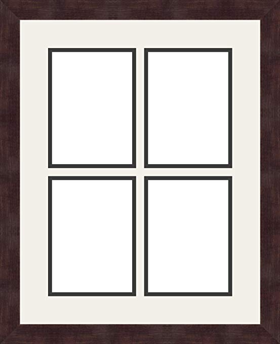 ArtToFrames 1.25-Inch Espresso Picture Frame with 4 Openings of 5 by 7-Inch and a Super White Top Mat and Black Bottom Mat