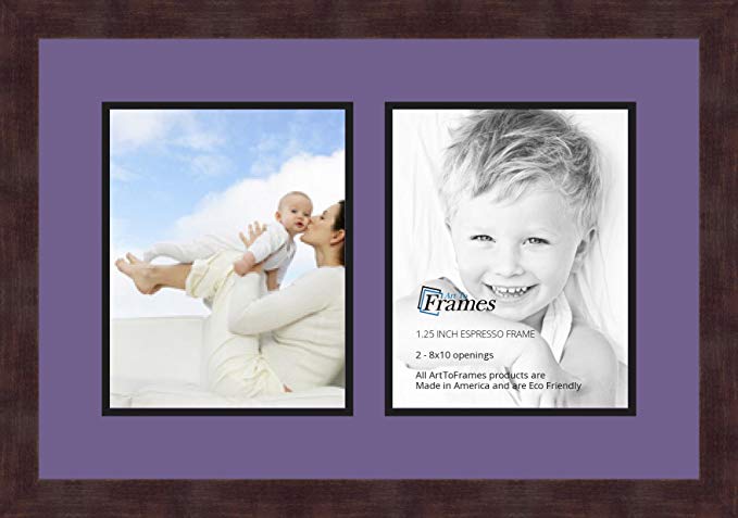 Art to Frames Double-Multimat-36-849/89-FRBW26061 Collage Frame Photo Mat Double Mat with 2 - 8x10 Openings and Espresso frame