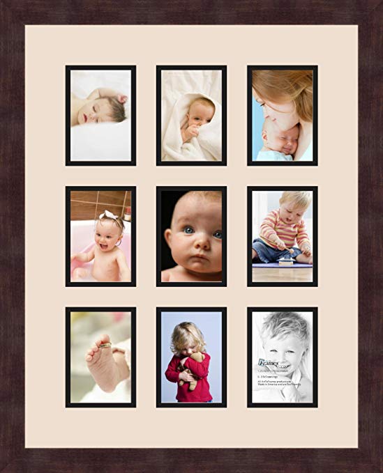 Art to Frames Double-Multimat-1045-825/89-FRBW26061 Collage Frame Photo Mat Double Mat with 9-3.5x5 Openings and Espresso frame