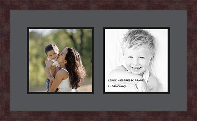 Art to Frames Double-Multimat-48-41/89-FRBW26061 Collage Frame Photo Mat Double Mat with 2-8x8 Openings and Espresso frame