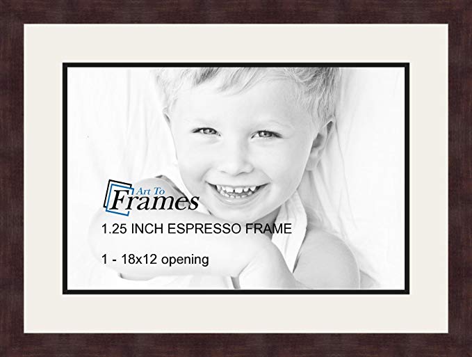 Art to Frames Double-Multimat-729-61/89-FRBW26061 Collage Frame Photo Mat Double Mat with 1 - 12x18 Openings and Espresso frame