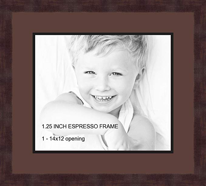 Art to Frames Double-Multimat-741-736/89-FRBW26061 Collage Frame Photo Mat Double Mat with 1 - 12x14 Openings and Espresso frame