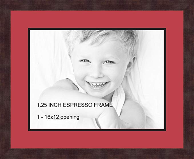 Art to Frames Double-Multimat-728-762/89-FRBW26061 Collage Frame Photo Mat Double Mat with 1 - 12x16 Openings and Espresso frame