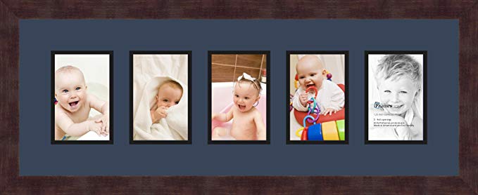 Art to Frames Double-Multimat-153-837/89-FRBW26061 Alphabet Photography Picture Frame with 5-4x6 Openings. and Espresso frame