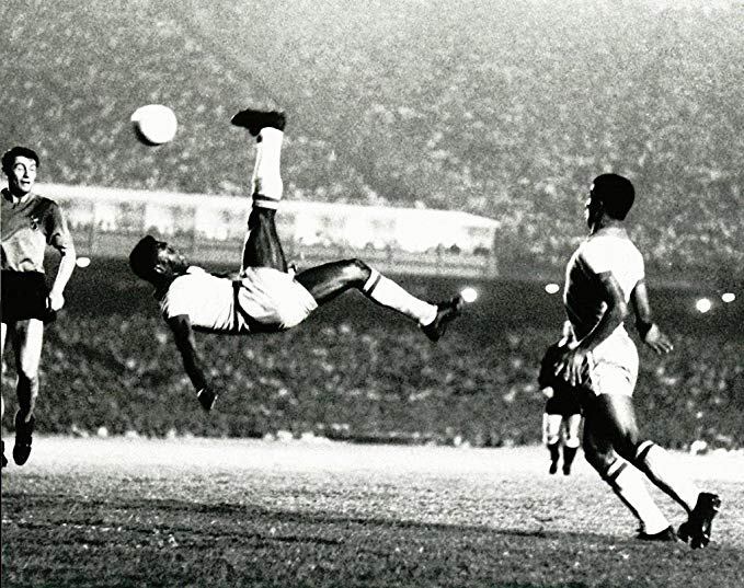 World renown soccer great Pele scoring on a bicycle kick Photo Picture