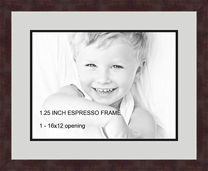 Art to Frames Double-Multimat-728-756/89-FRBW26061 Collage Frame Photo Mat Double Mat with 1-12x16 Openings and Espresso frame