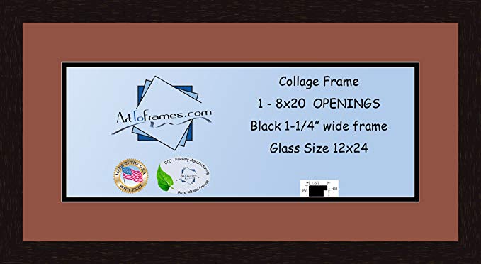 Art to Frames Double-Multimat-740-766/89-FRBW26061 Collage Frame Photo Mat Double Mat with 1-8x20 Openings and Espresso frame