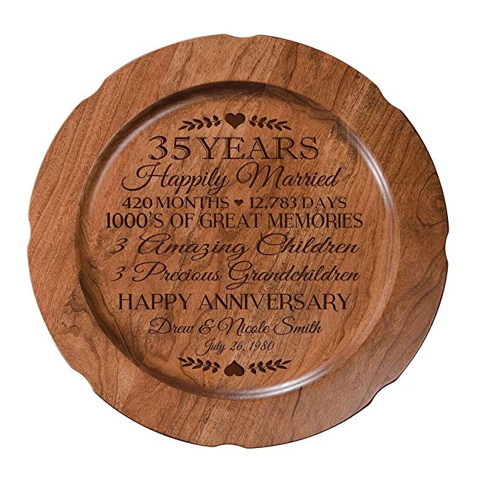 Personalized 35th Wedding Anniversary Plate Gift for Her, Happy 35 Year Anniversary for Him, 12