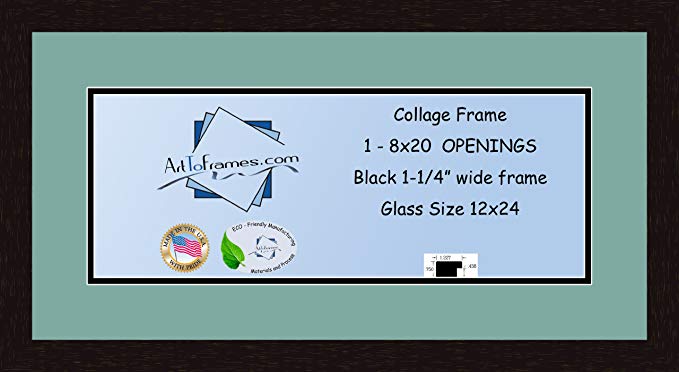 Art to Frames Double-Multimat-740-818/89-FRBW26061 Collage Frame Photo Mat Double Mat with 1 - 8x20 Openings and Espresso frame