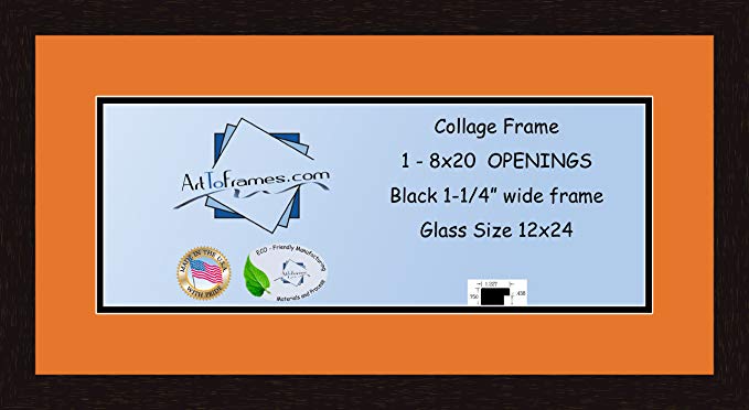 Art to Frames Double-Multimat-740-712/89-FRBW26061 Collage Frame Photo Mat Double Mat with 1 - 8x20 Openings and Espresso frame