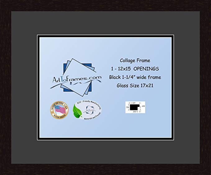 Art to Frames Double-Multimat-503-89/89-FRBW26061 Collage Frame Photo Mat Double Mat with 1 - 12x15.5 Openings and Espresso frame