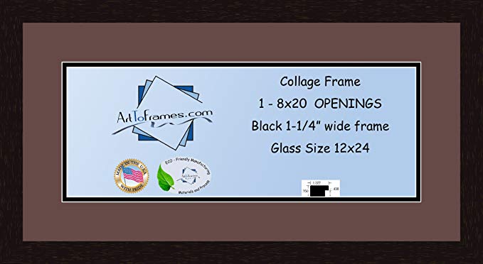 Art to Frames Double-Multimat-740-736/89-FRBW26061 Collage Frame Photo Mat Double Mat with 1 - 8x20 Openings and Espresso frame