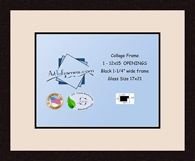 Art to Frames Double-Multimat-503-825/89-FRBW26061 Collage Frame Photo Mat Double Mat with 1-12x15.5 Openings and Espresso frame