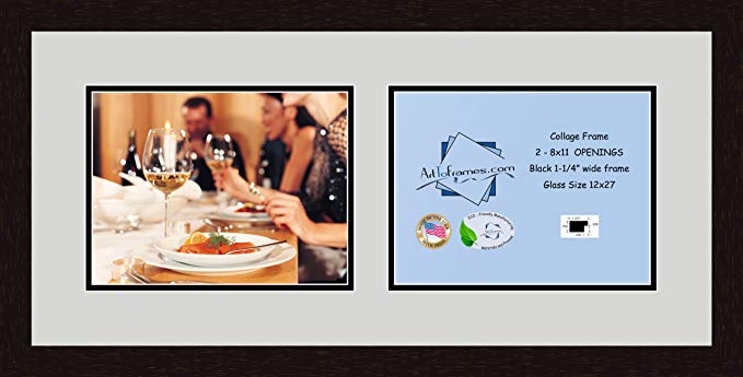 Art to Frames Double-Multimat-780-756/89-FRBW26061 Collage Frame Photo Mat Double Mat with 2-8.5x11 Openings and Espresso frame
