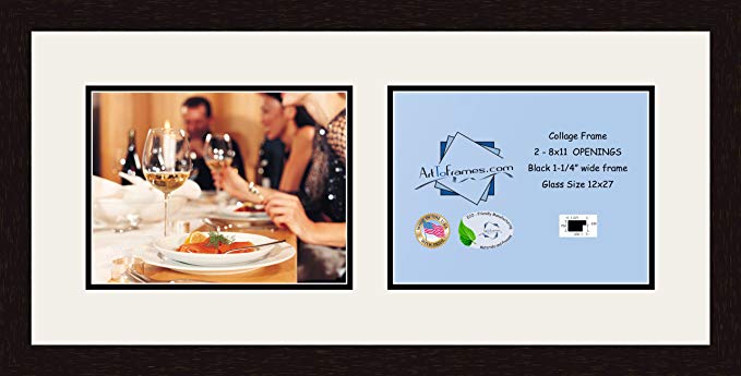 Art to Frames Double-Multimat-780-61/89-FRBW26061 Collage Frame Photo Mat Double Mat with 2 - 8.5x11 Openings and Espresso frame