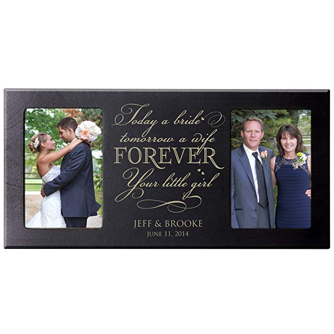 Personalized Parent Wedding Gifts wedding Picture Frame Wedding Gift for Parents for Bride and Groom Mom and Dad Thank-you Gift Today a Bride Tomorrow a Wife Forever Your Little Girl(Black)