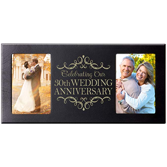 30th Wedding Anniversary Picture Frame Gift for Couple,30th Anniversary Gifts for Her,30th Wedding Anniversary Gifts for Him Photo Frame Holds 2- 4x6 Photos 8 Inches h X 16 Inches W (Black)