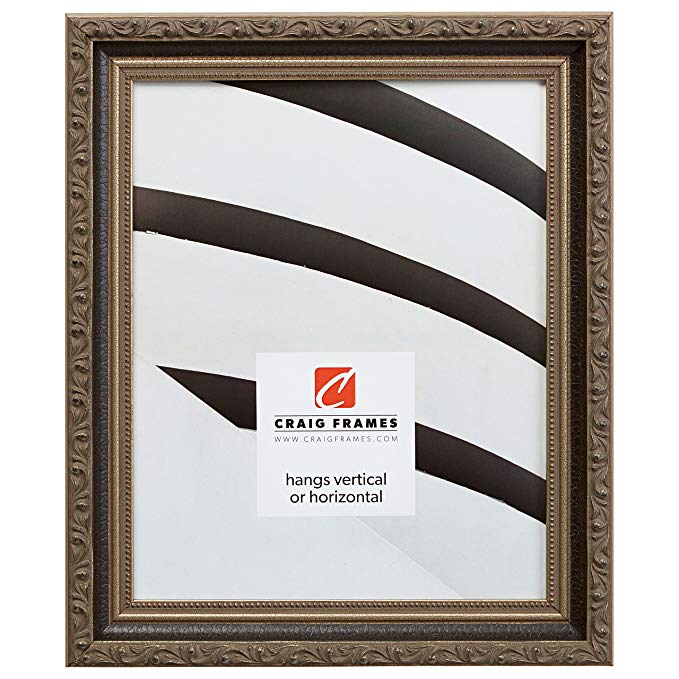 Craig Frames 9483 9 by 32-Inch Picture Frame, Ornate Finish, 1.275-Inch wide, Aged Silver and Black