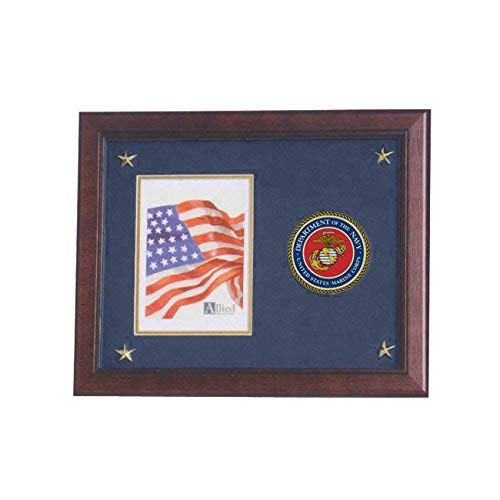 Allied Frame U.S. Marine Corps Picture Frame with Medallion and Stars - 5 x 7 inch