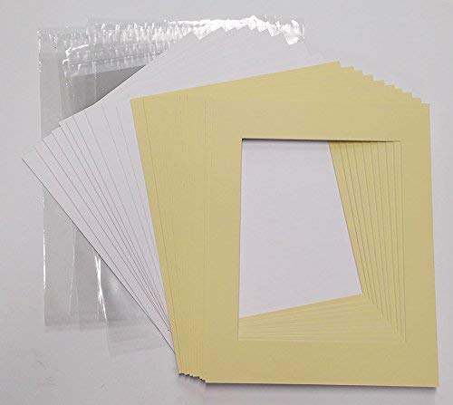 Poster Palooza Soft Yellow 12x18 White Picture Mats with White Core for 11x14 Pictures - Fits 12x18 Frame