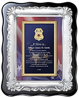 Congratulation Law Enforcement Gift Police Officer Graduate Retirement Promotion Love Service Award Recognition Policeman Brush Silver Poetry Black Desk 8 x 10 Plaque for Sheriff
