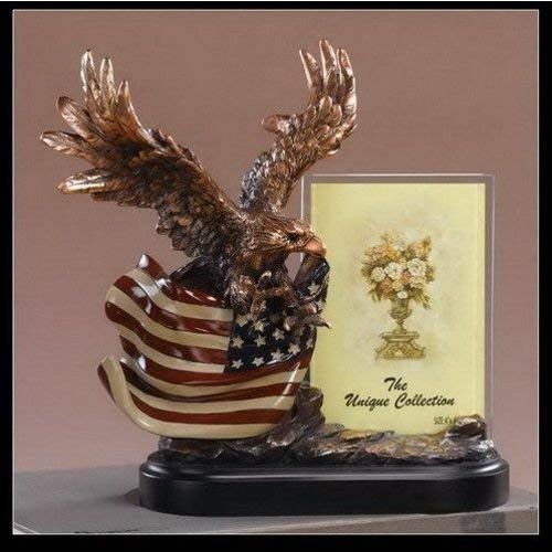 Wings Spreading Eagle with American Flag Picture Frame, 10 inches H